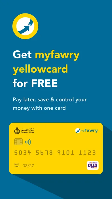 myFawry App Store screenshot: the yellowcard offer with a card illustration