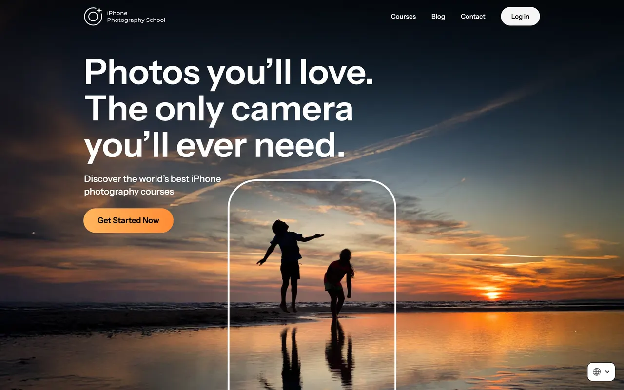 The iPhone Photography School home page, where the checkout paths begin