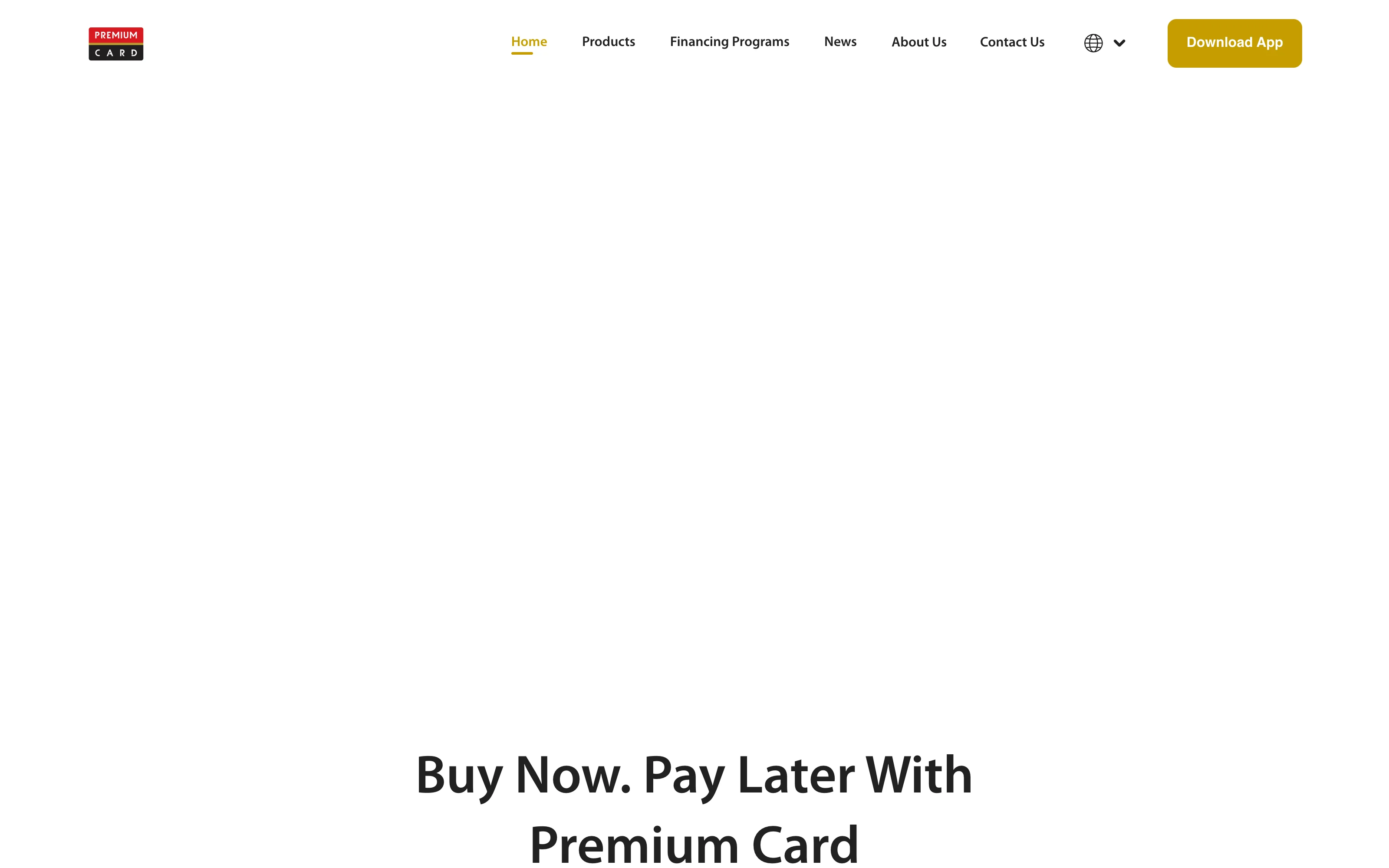 Premium Card website home page